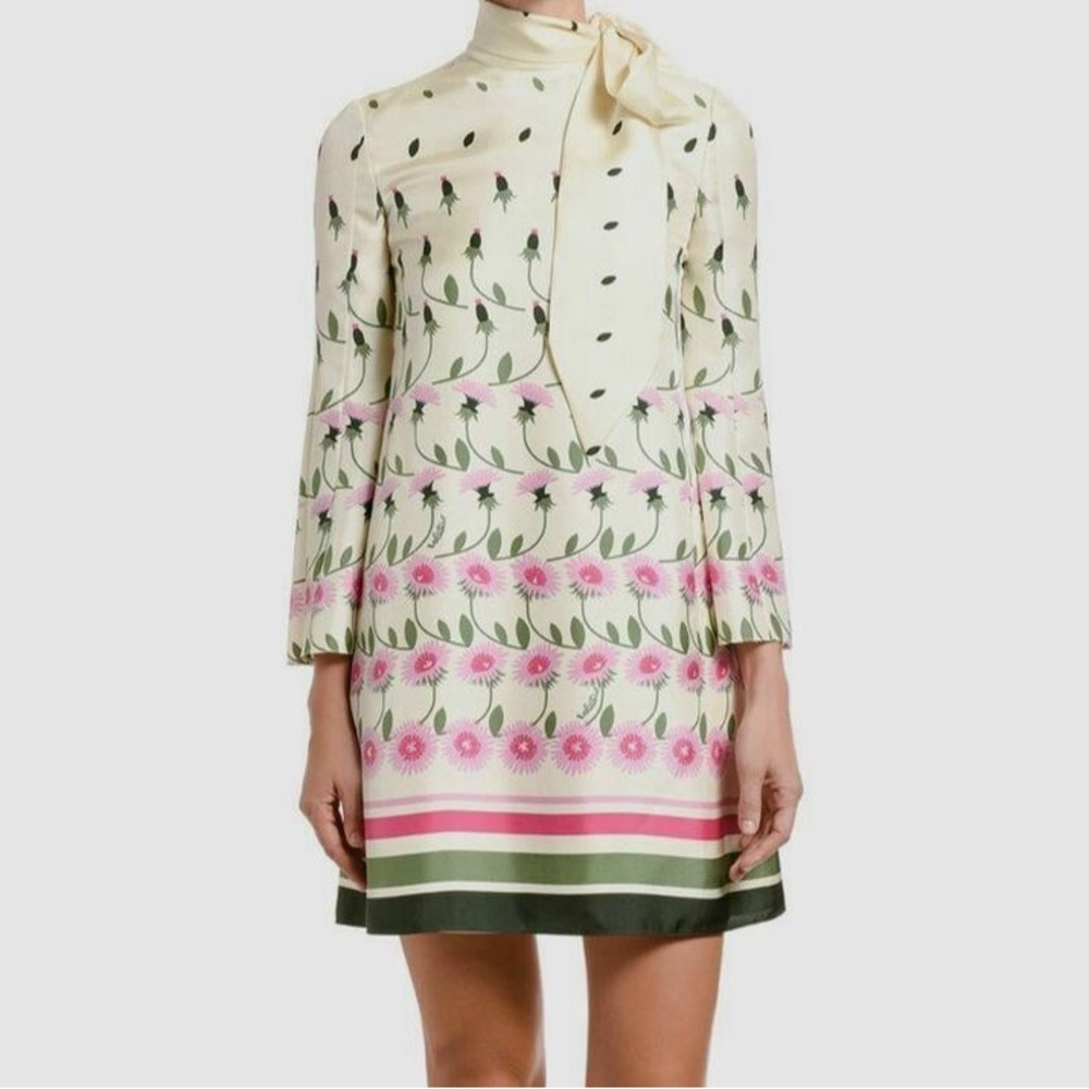 NWT VALENTINO GARAVANI Ecru floral Printed silk-twill mini dress. Medium (IT 40) - Picture 7 of 11